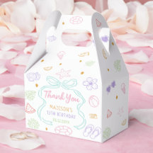 Hand Drawn Summer Pool Party Birthday Favor Boxes