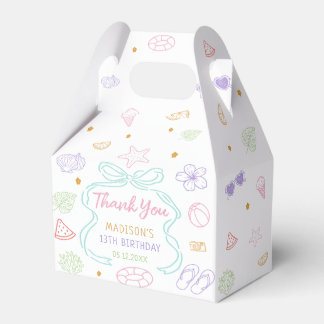 Hand Drawn Summer Pool Party Birthday Favor Boxes