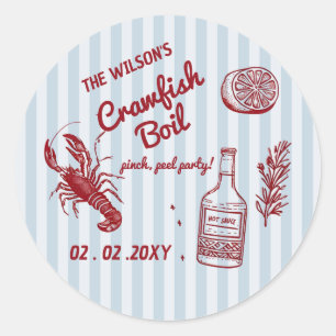 Hand Drawn Summer Seafood Crawfish Boil Party  Classic Round Sticker