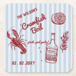 Hand Drawn Summer Seafood Crawfish Boil Party  Square Paper Coaster<br><div class="desc">Hand Drawn Summer Seafood Crawfish Boil Party Coasters</div>