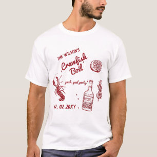 Hand Drawn Summer Seafood Crawfish Boil Party T-Shirt