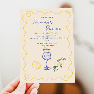 Hand Drawn Summer Soiree Drinks Cocktail Party Invitation