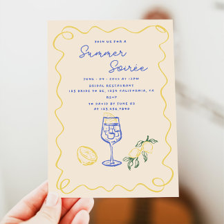 Hand Drawn Summer Soiree Drinks Cocktail Party  Invitation