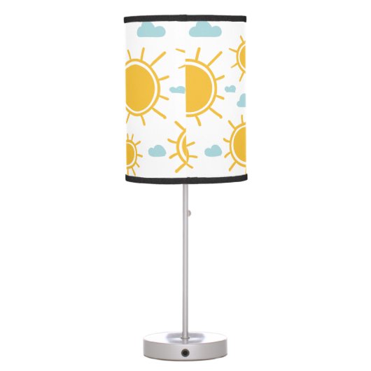 Hand Drawn Summer Sun Pattern Table Lamp (Back)