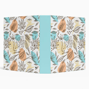 Hand drawn summer tropical pattern 3 ring binder