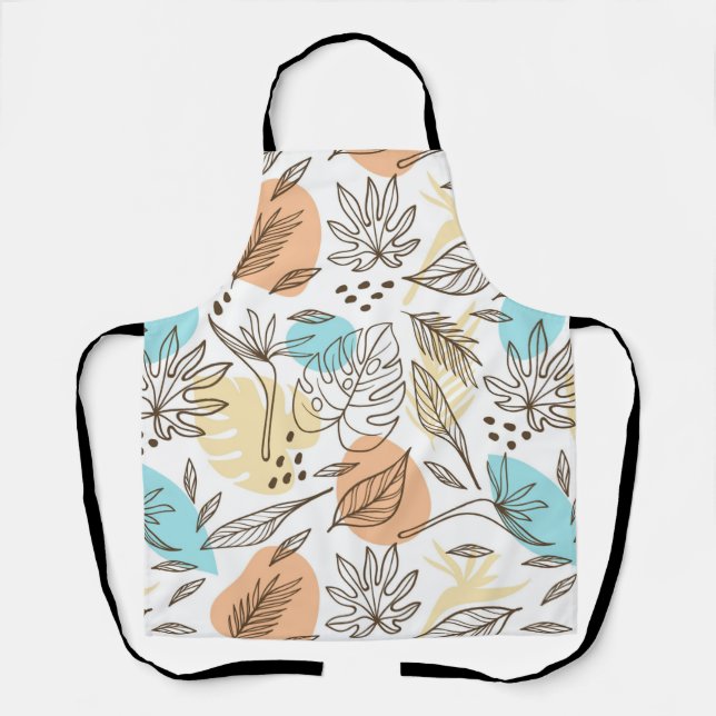 Hand drawn summer tropical pattern apron (Front)