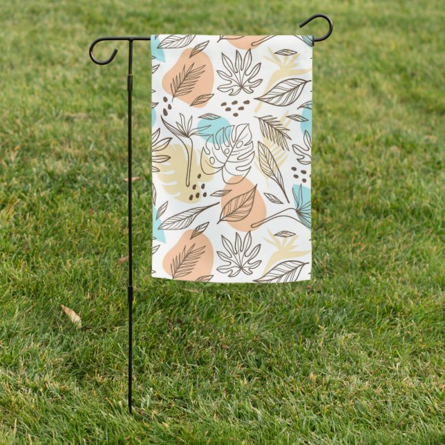 Hand drawn summer tropical pattern garden flag (In SItu)