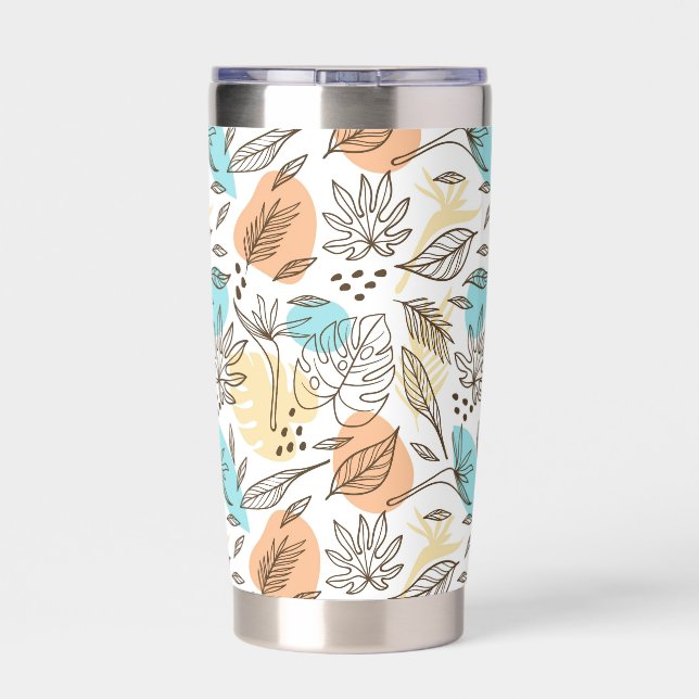Hand drawn summer tropical pattern insulated tumbler (Back)