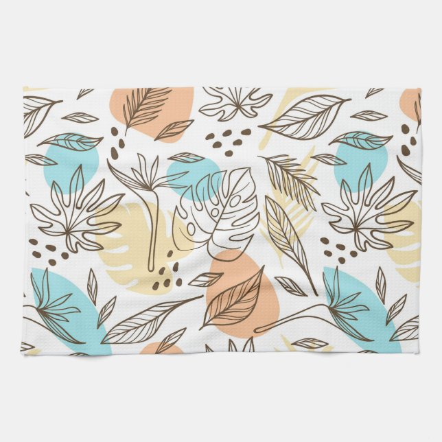 Hand drawn summer tropical pattern kitchen towel (Horizontal)