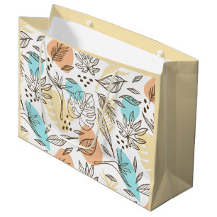 Hand drawn summer tropical pattern large gift bag