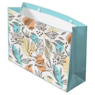Hand drawn summer tropical pattern large gift bag