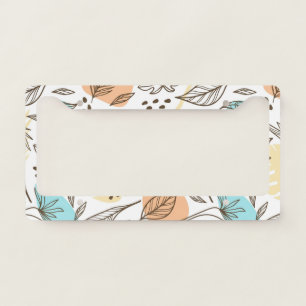 Hand drawn summer tropical pattern license plate frame