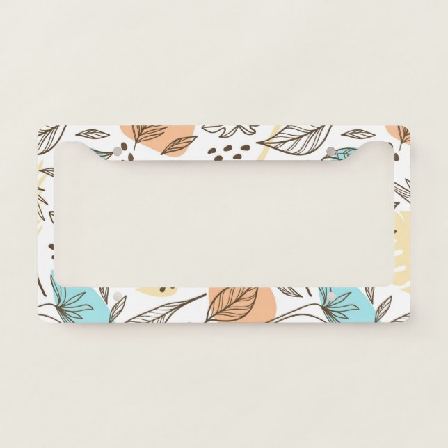 Hand drawn summer tropical pattern license plate frame (Front)