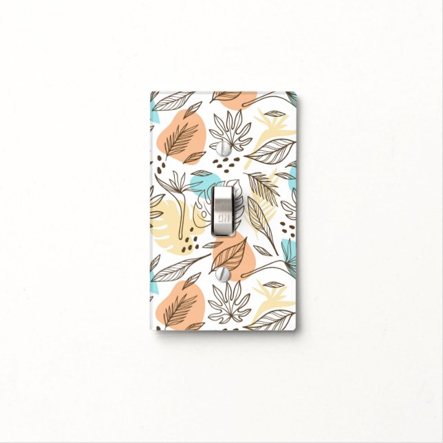 Hand drawn summer tropical pattern light switch cover (In Situ)