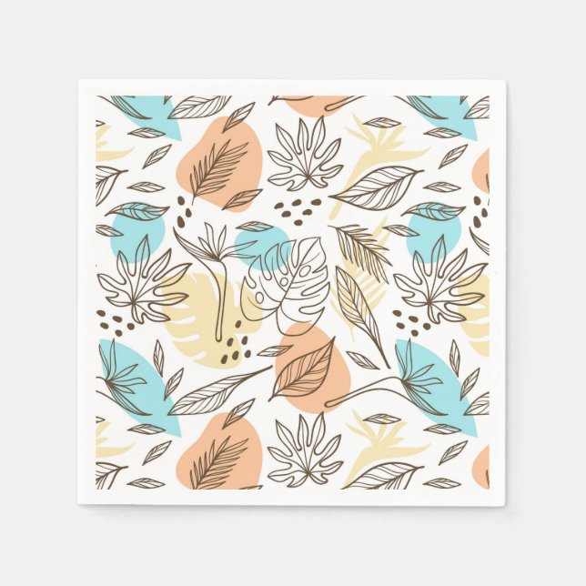 Hand drawn summer tropical pattern napkins (Front)