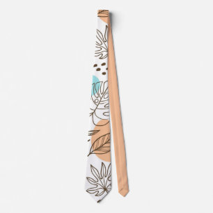 Hand drawn summer tropical pattern neck tie