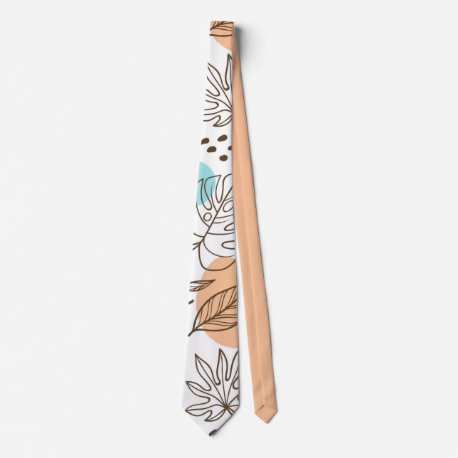 Hand drawn summer tropical pattern neck tie (Front)