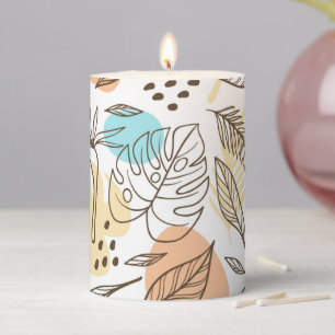 Hand drawn summer tropical pattern pillar candle