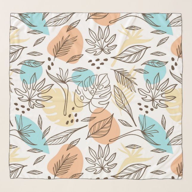 Hand drawn summer tropical pattern scarf (Front)