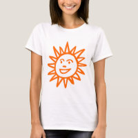 Hand-drawn Sun Motif - Orange T-Shirt