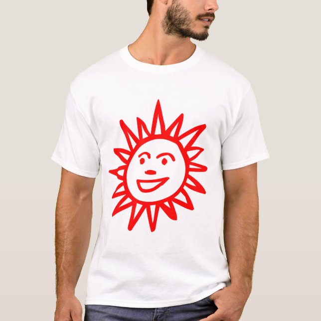 Hand-drawn Sun Motif - Red T-Shirt (Front)