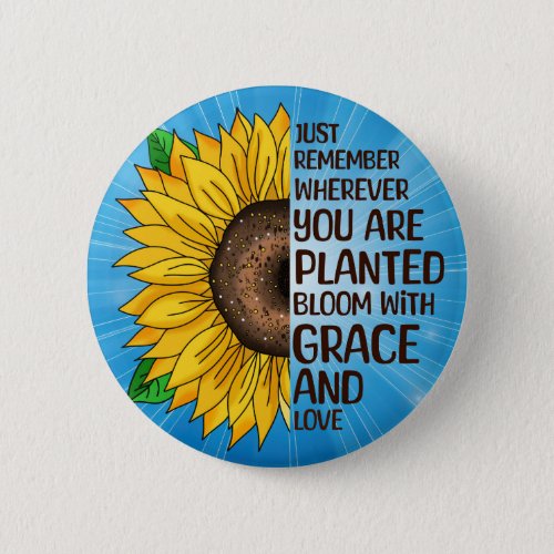 Hand Drawn Sunflower and Quote Button