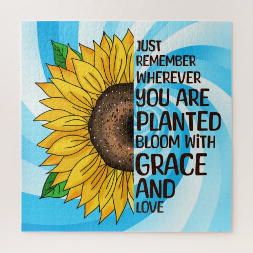 Hand Drawn Sunflower and Quote Jigsaw Puzzle