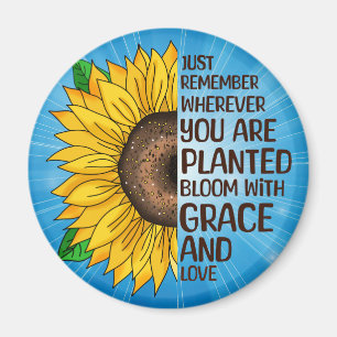 Hand Drawn Sunflower and Quote Magnet