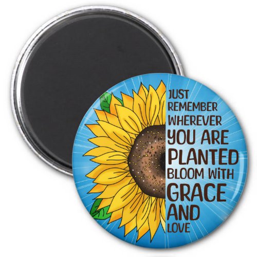Hand Drawn Sunflower and Quote Magnet