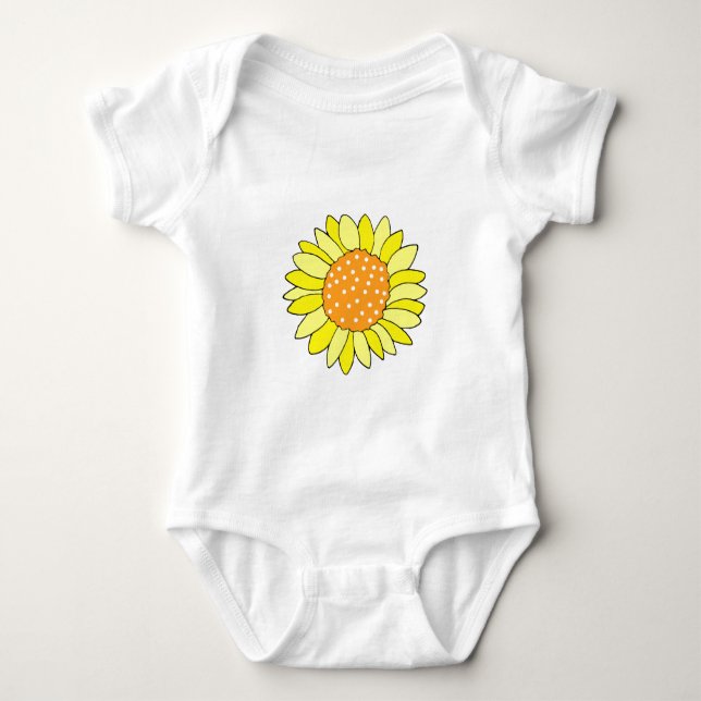 Hand Drawn Sunflower Baby Bodysuit (Front)