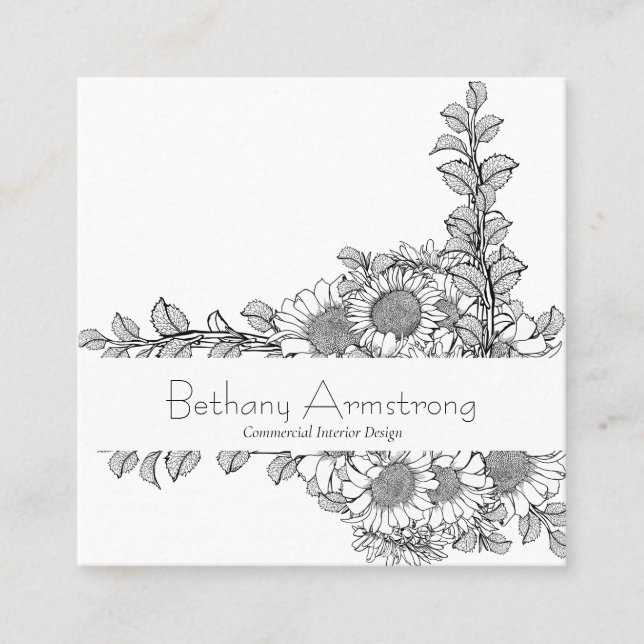 Hand Drawn Sunflower Business Card (Front)