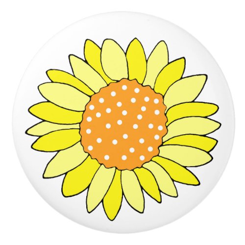 Hand Drawn Sunflower Ceramic Knob