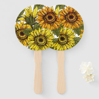 Hand Drawn Sunflower Fan