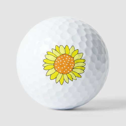 Hand Drawn Sunflower Golf Balls