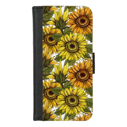 Hand Drawn Sunflower iPhone 87 Wallet Case