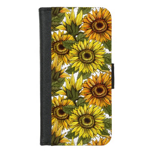 Hand Drawn Sunflower iPhone 8/7 Wallet Case