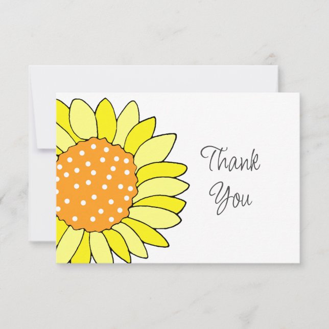 Hand Drawn Sunflower Thank You Card (Front)