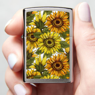 Hand Drawn Sunflower Zippo Lighter