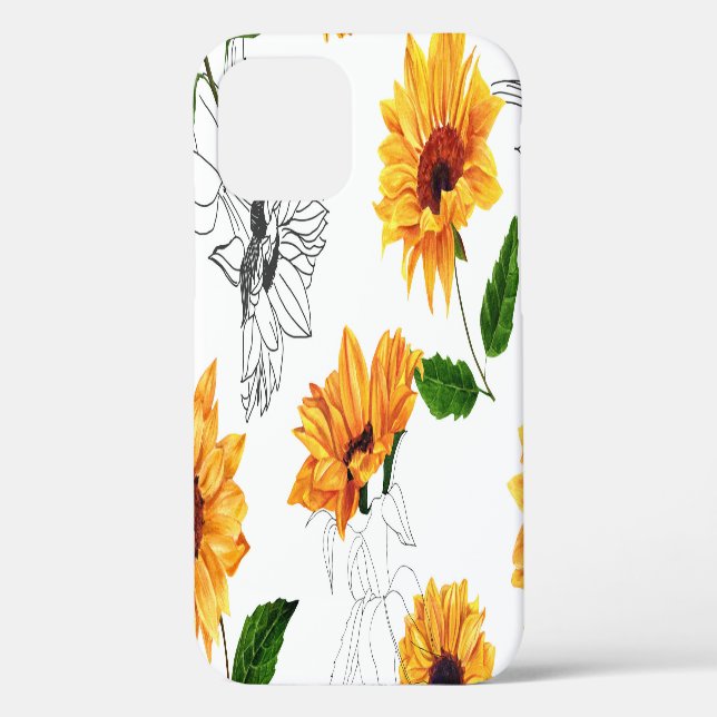 Hand-drawn sunflowers: vibrant yellow pattern. Case-Mate iPhone case (Back)