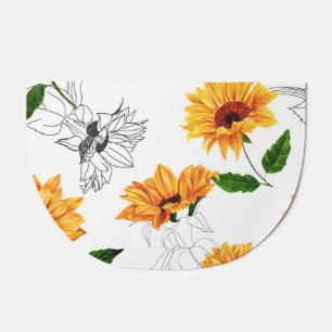 Hand-drawn sunflowers: vibrant yellow pattern. doormat