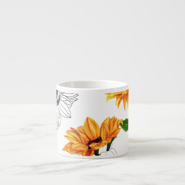 Hand-drawn sunflowers: vibrant yellow pattern. espresso cup (Front)