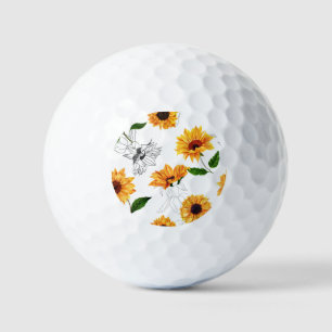 Hand-drawn sunflowers: vibrant yellow pattern. golf balls