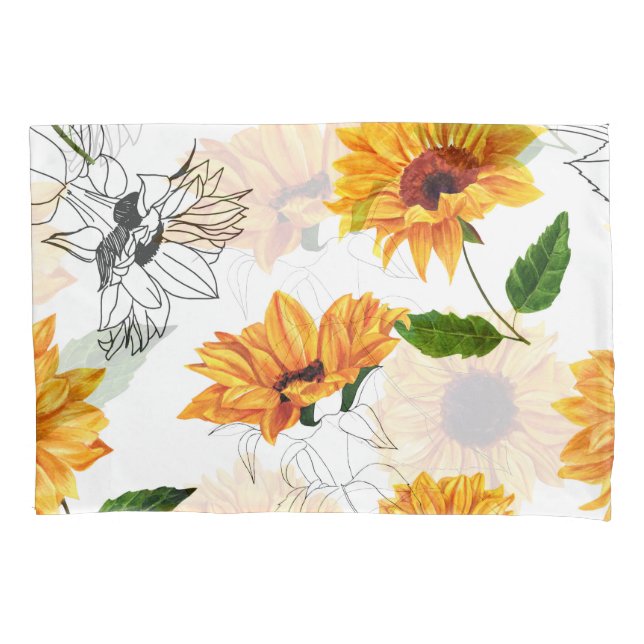 Hand-drawn sunflowers: vibrant yellow pattern. pillow case (Front)
