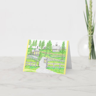Hand Drawn Sunny Hill Small Folded Card