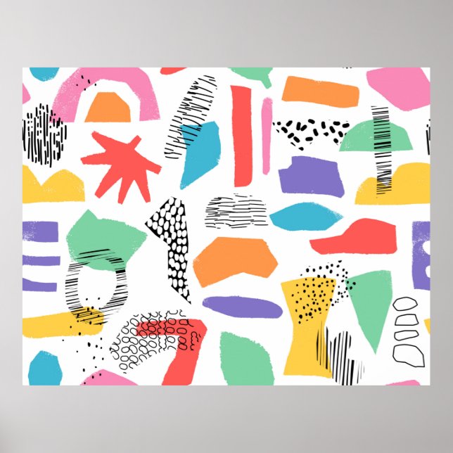 Hand drawn surface design. Artistic Memphis textur Poster (Front)