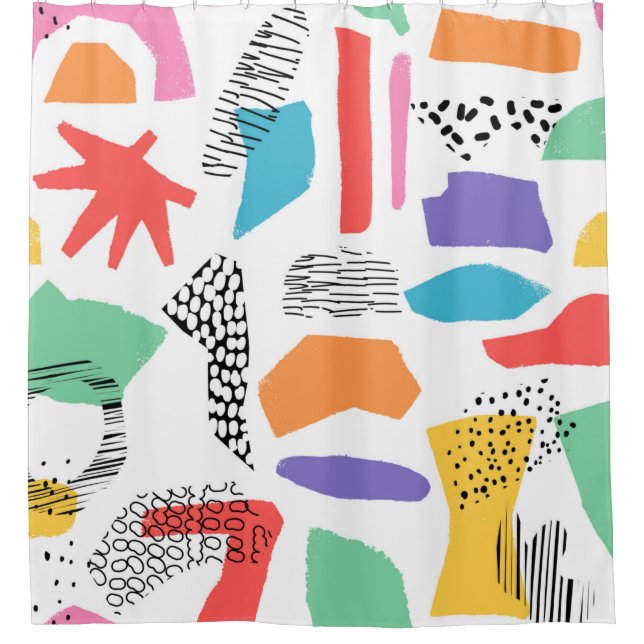 Hand drawn surface design. Artistic Memphis textur Shower Curtain (Front)