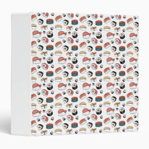 Hand-Drawn Sushi Mix 3 Ring Binder