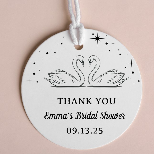 Hand Drawn Swan Elegant Bridal Shower Thank You Favor Tags (Creator Uploaded)