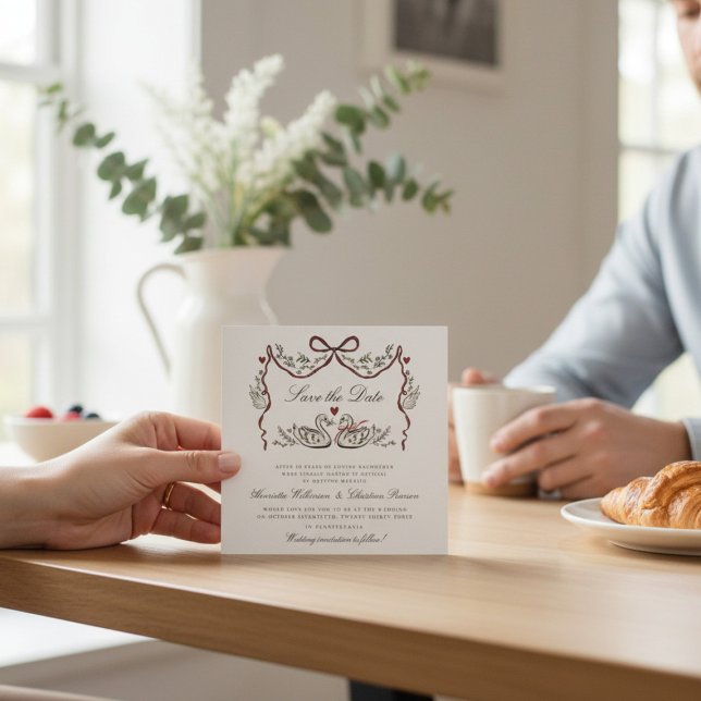 Hand Drawn Swans Paired for Life Save the Date (Creator Uploaded)
