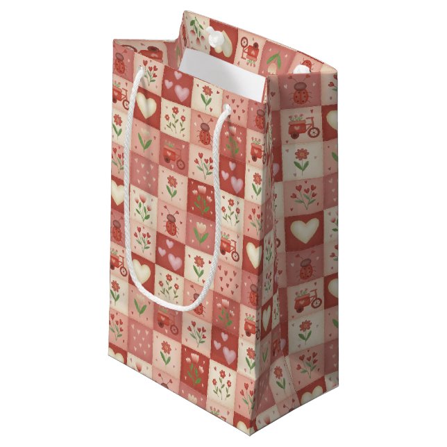 Hand Drawn Sweet Patchwork - Gift Bag (Front Angled)